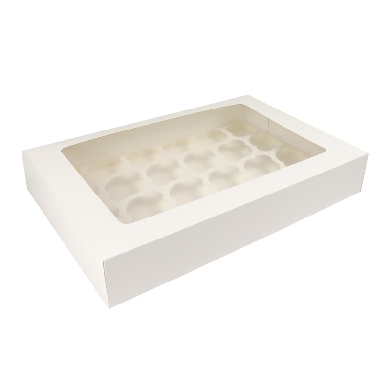 Box 24 MiniCupcake Weiß mit Fenster